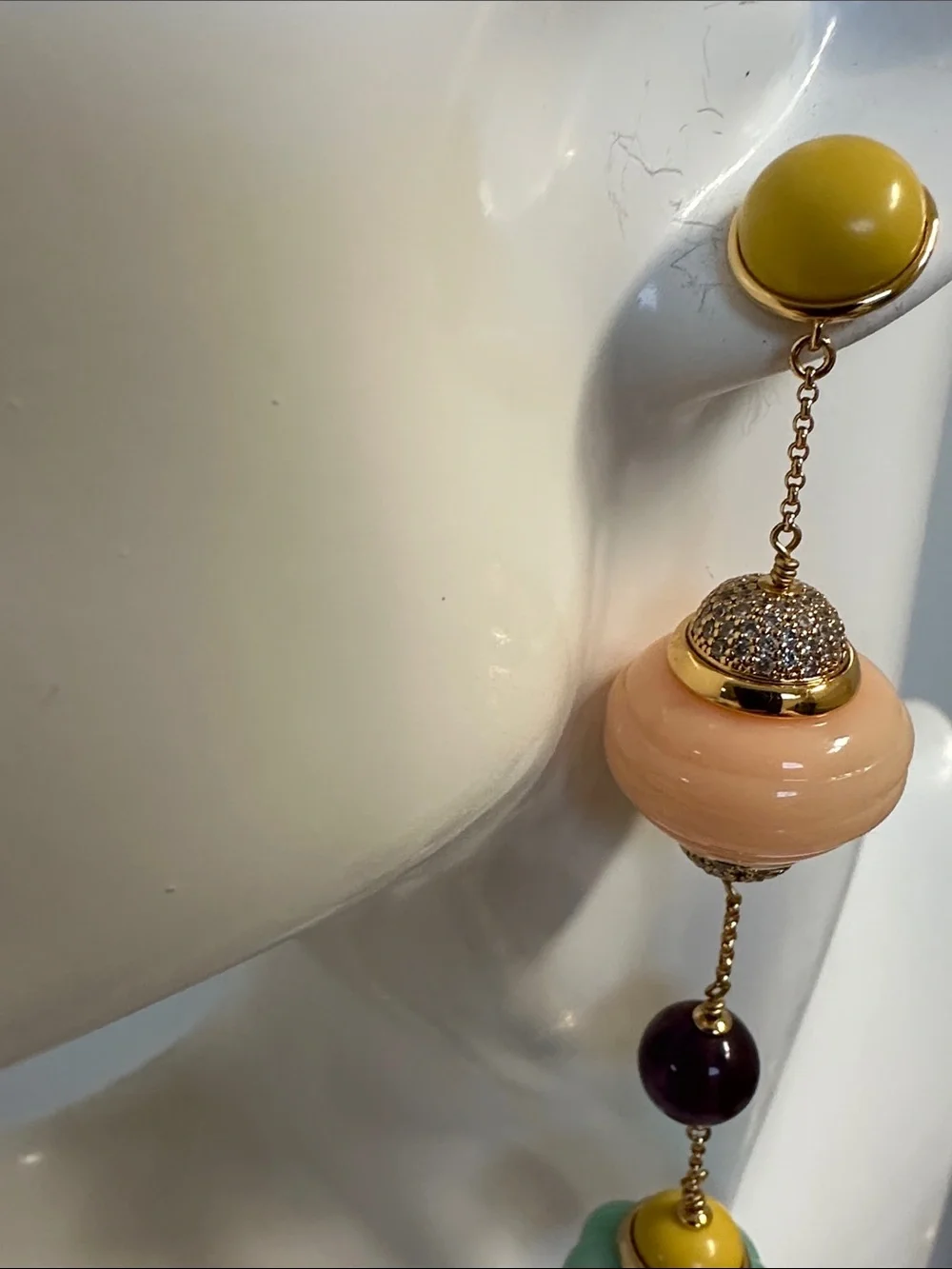 Tory Burch Multicolor Bead Drop Earrings - Peach, Mint, Mustard & Plum